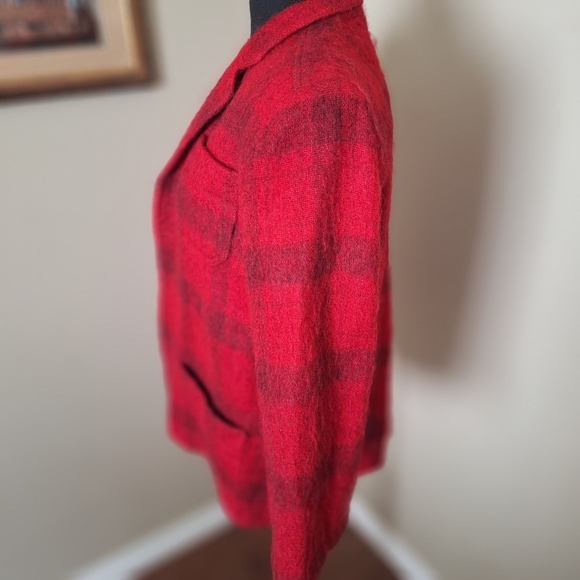 EUC Vintage union tag 85% mohair & wool red plaid blazer - Picture 6 of 13